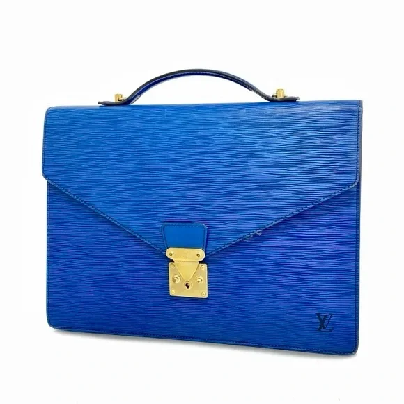 Authentic Louis Vuitton Epi Blue leather Porte documents briefcase unisex - Picture 1 of 12